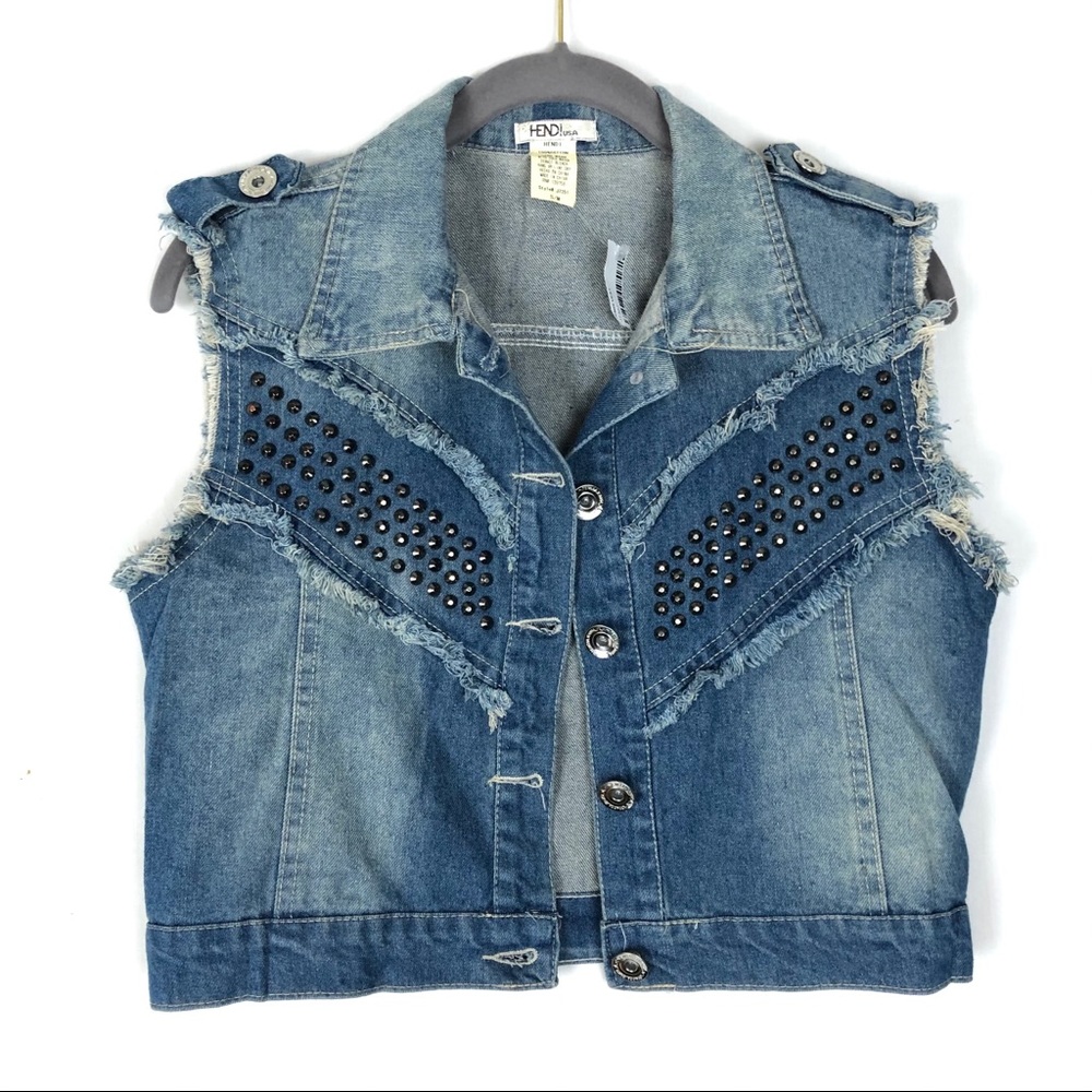 Hendi studded crop denim vest Size S/M